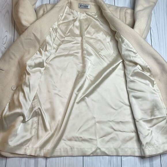 70s Vintage Ivory Wool Forecaster Coat military naval style double breasted Med - Picture 9 of 12